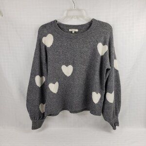 Madewell XXS Alpaca Blend Sweater Heather Gray White Hearts Top Wool Womens Love